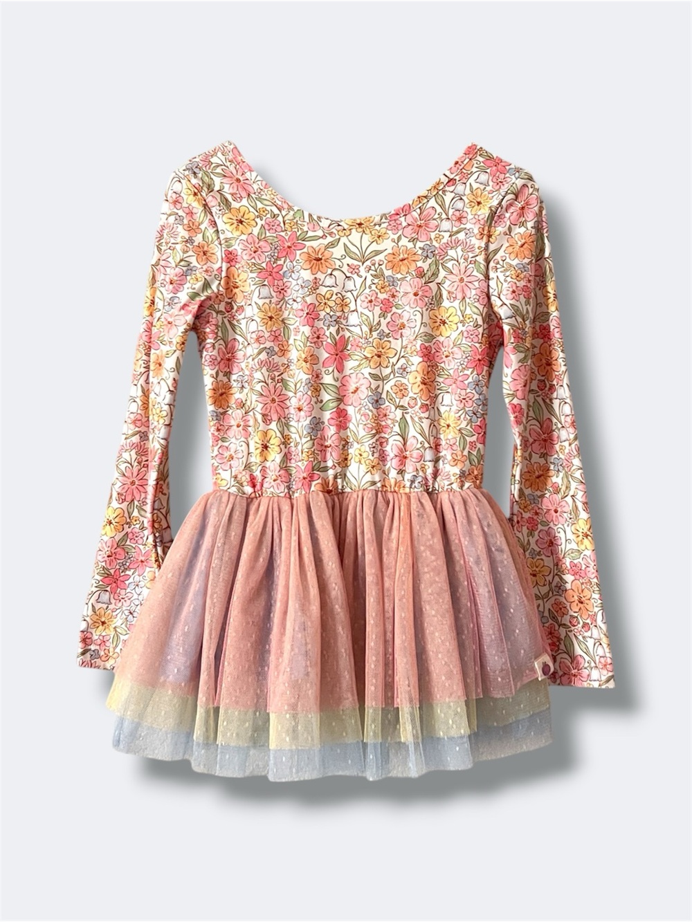 Cheeky Plum Farrah Leotard Dress Girls 6Y Garden of Whimsy Floral Rainbow Tutu
